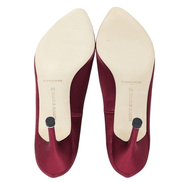 NEW Manolo Blahnik Deep Merlot Red 90mm Hangisi Crystal Pump Heel Size EU 38 - Picture 10 of 10